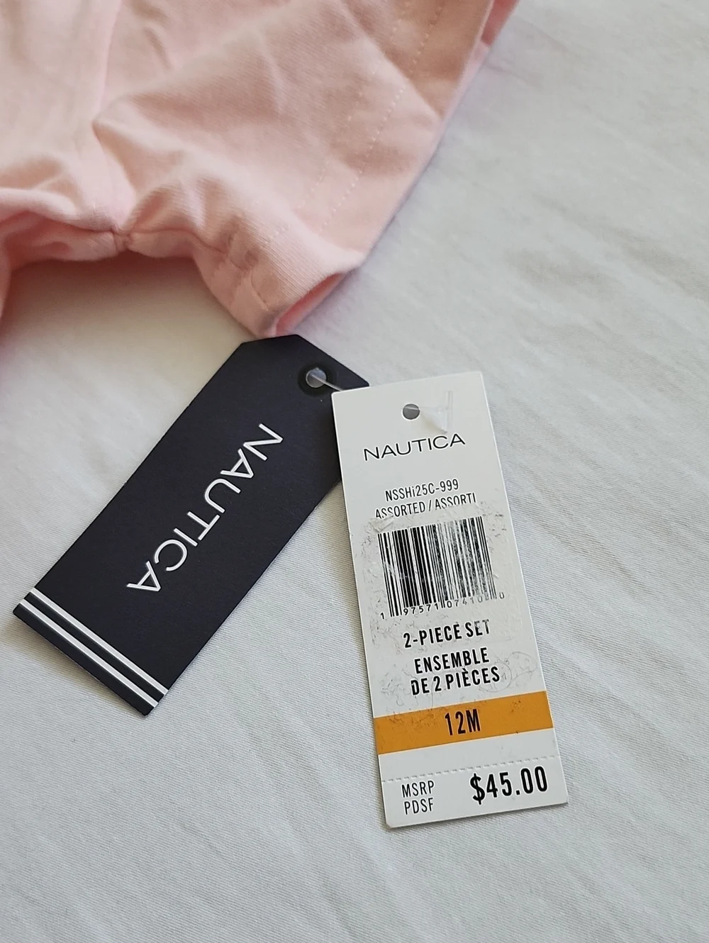 Nautica Boys 2-Piece Short Set Pink Multi-Logo Tee & Striped Shorts NWT
